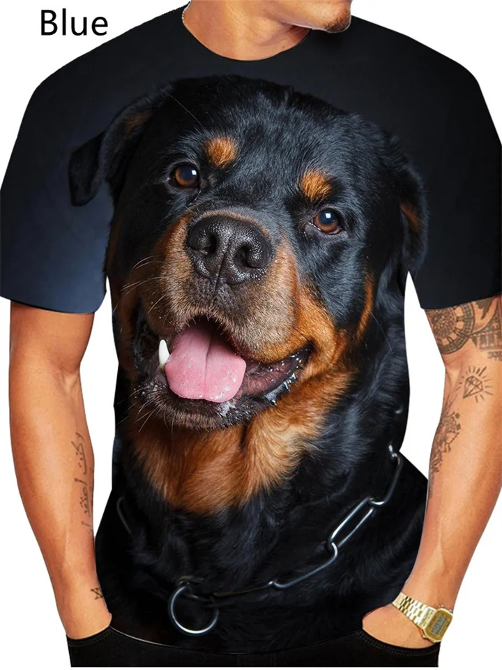 Casual Printed Short-sleeved 3D T-shirt Dog Pattern Top