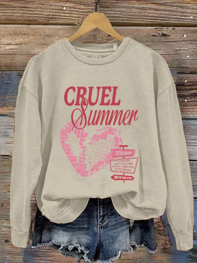 Women's Cruel Summer Printed Round Neck Long Sleeve Sweatshirt