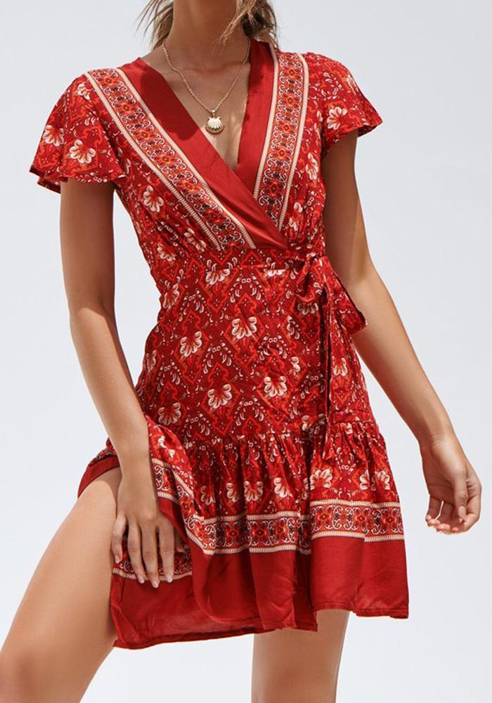 strapless open back dress Canary Red Stripe Shift Dress X-Large main image 1