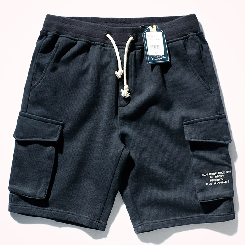 380g Pure Cotton Thick Textured Terry Multi-Pocket Sports Shorts