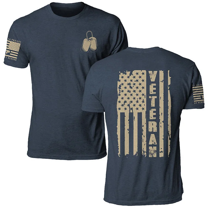BrosWear Men'S Veteran Flag Print Short Sleeve T-Shirt