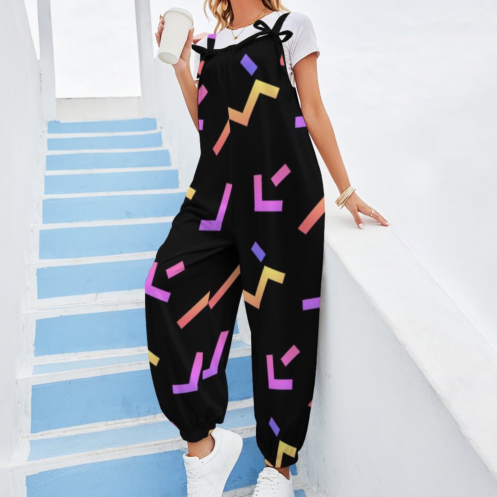 80s Style Women's Summer Loose Spaghetti Strap Jumpsuit with
