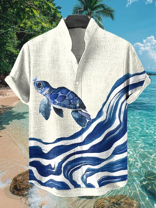 Men's Sea Turtle Vacation Art Print Casual Shirt