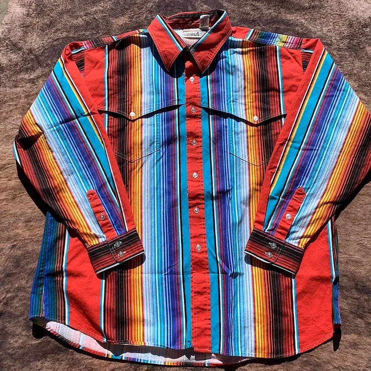 Vintage Men's Casual Striped Shirt4