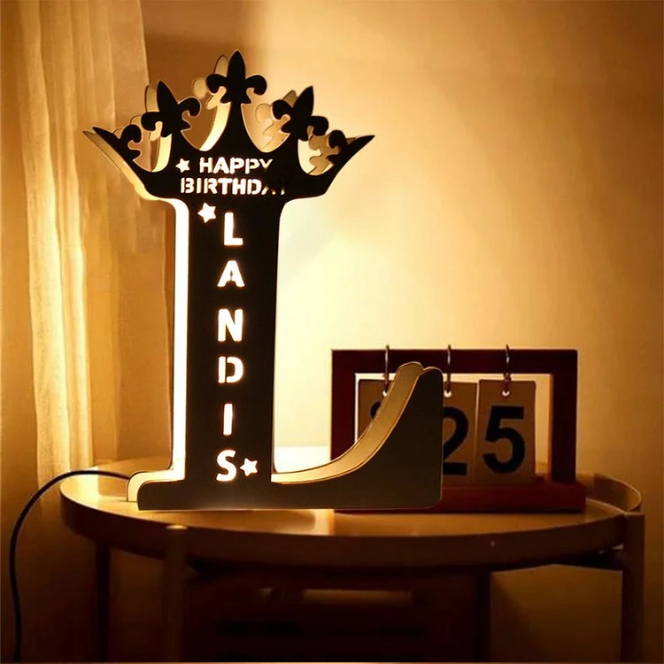 Personalized Crown Letter Night Light Custom Name Wall Light for Family