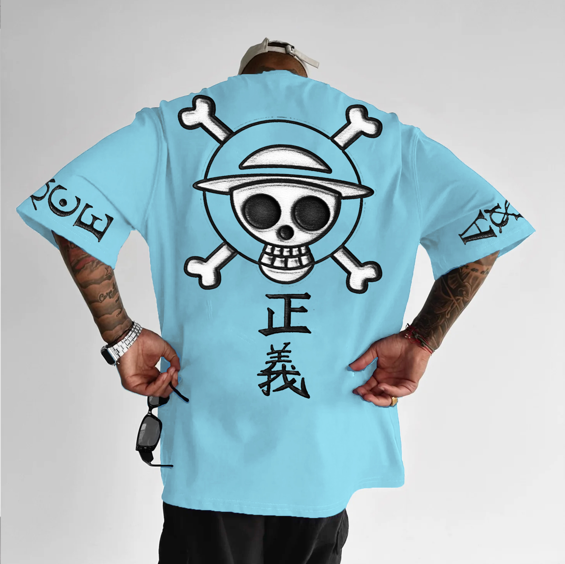 Unisex One Piece Embroidered Anime T-Shirt