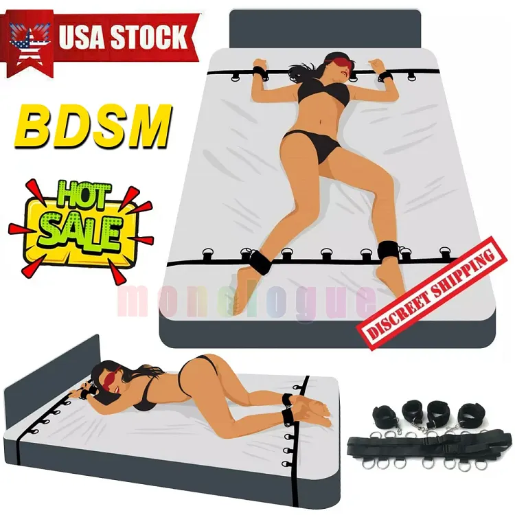 pornhint Pornhint Bed Restraint Kit Rope Handcuffs Furry Cuffs Strap Sex Wrists Ankle for Roleplay Bondage