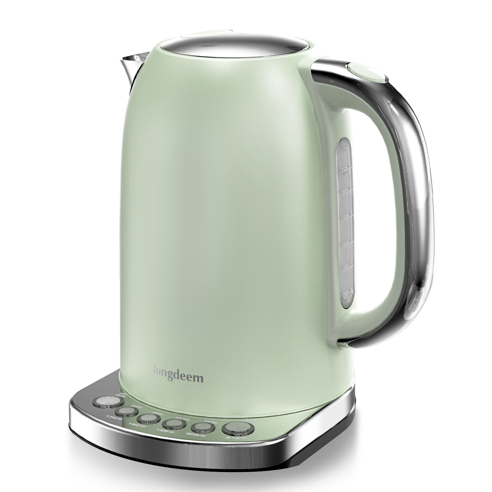 Electric Tea Kettle, Longdeem 1.7L Stainless Steel Water Boiler & Heater,  1500 Watts for Fast Boiling, Auto-Shutoff and Boil-Dry Protection, Cordless  Serving with LED Light (Green Temperature)