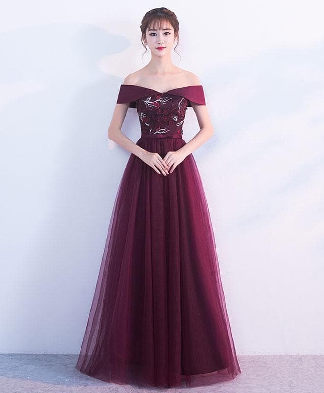 Burgundy Long Prom Dress, Burgundy Evening Dress