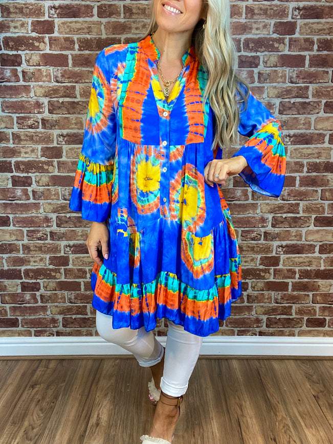 Casual V-neck Printed Dress