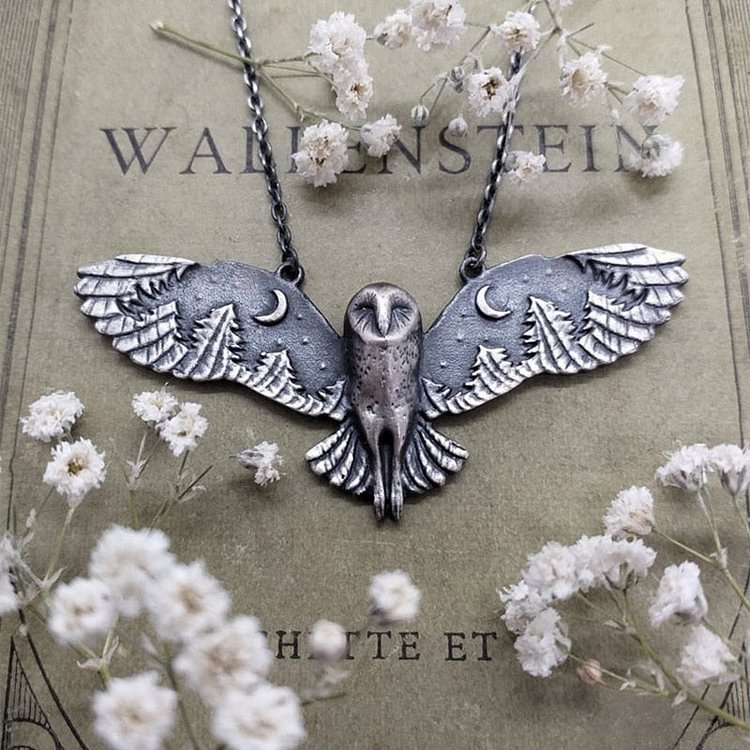 YOY-Fashion Barn owl Moon Forest Necklace