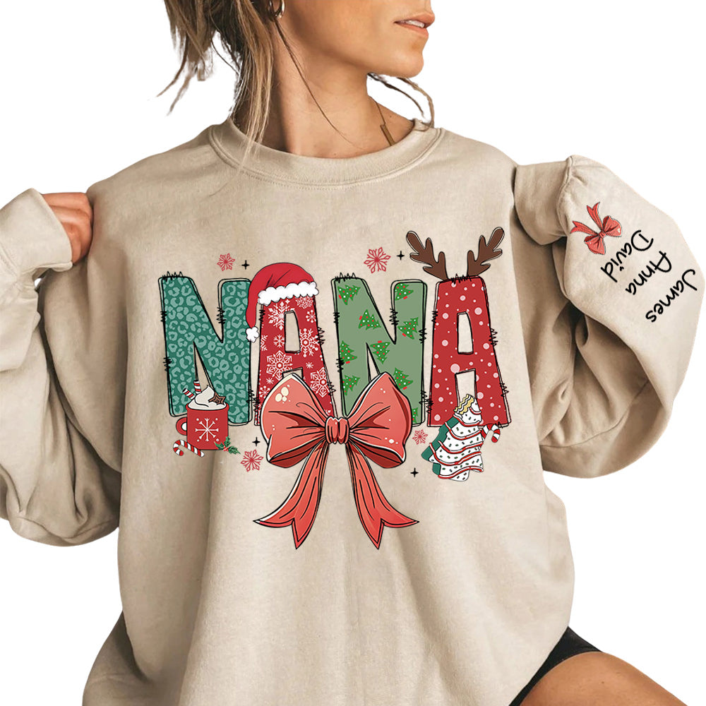 Personalized Christmas Nana Coquette Shirt, Custom Mama Claus Christmas
