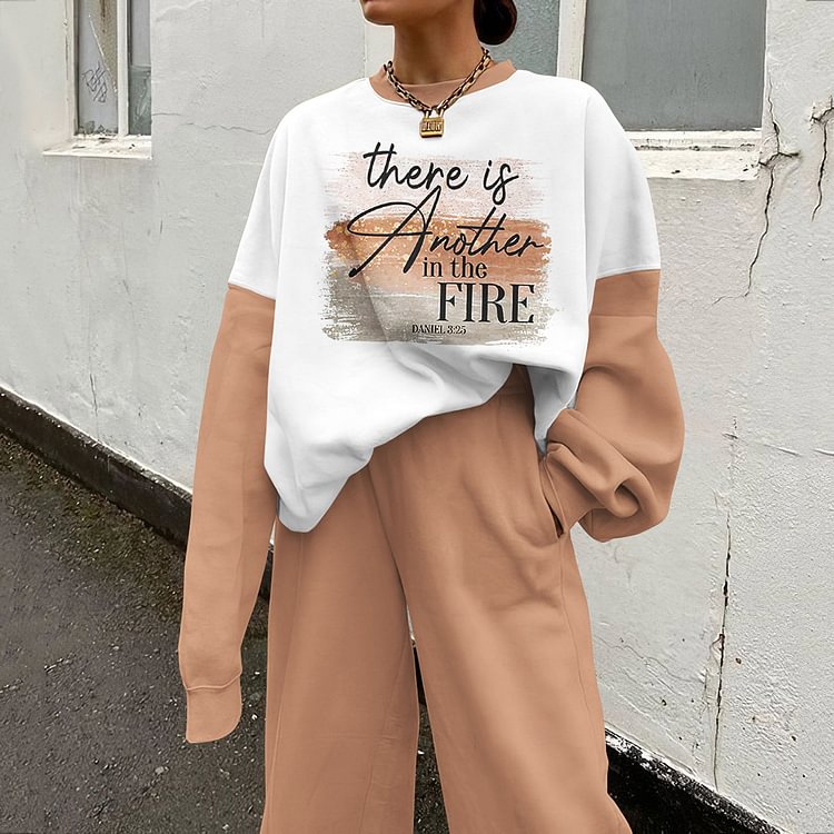 VChics There Is Another In The Fire Daniel 3:25 Bible Verse Sweatshirt Two Piece Set
