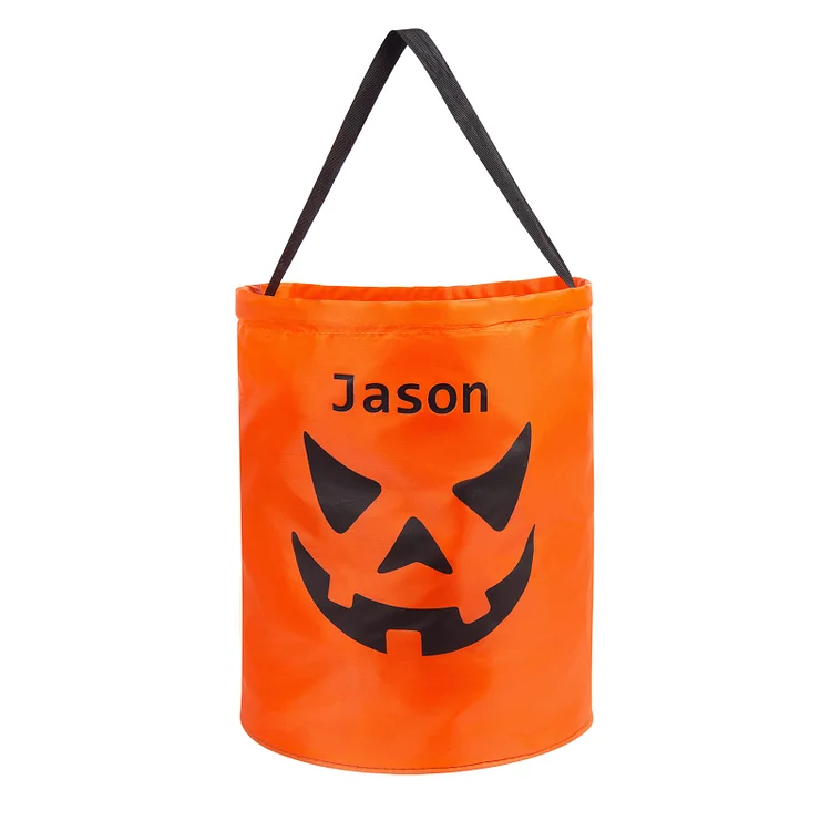 Personalized Halloween Light Up Pumpkin Bucket with Name LED Lights Halloween Tote Bag Halloween Trick or Treat Bag