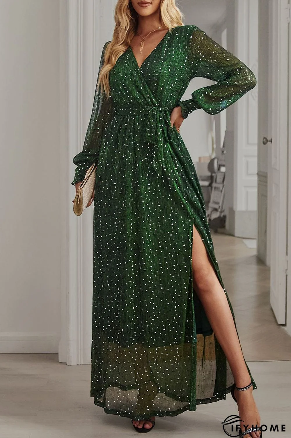 Elegant Formal Solid With Belt V Neck A Line Dresses(5 Colors) | IFYHOME