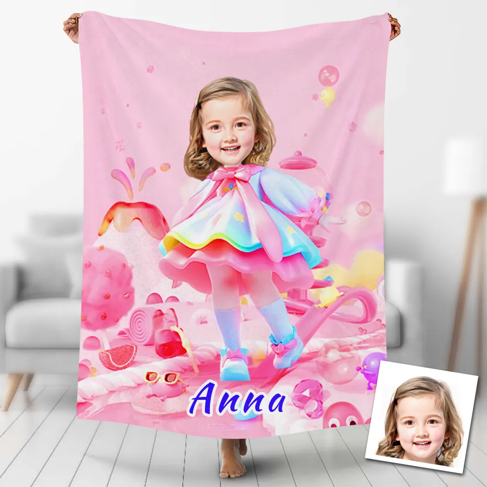 Custom Blankets Personalized Little Girl In Dress Blanket