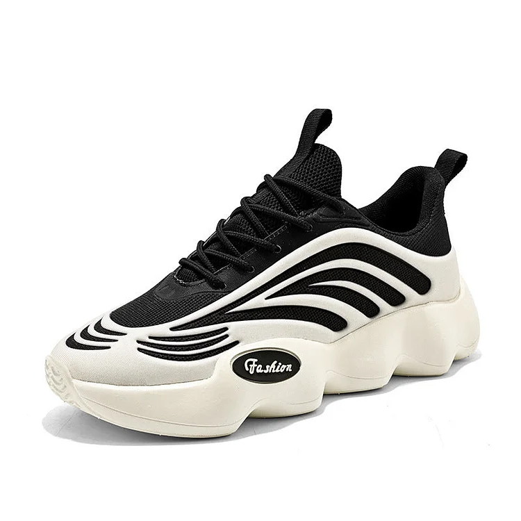 Colorblock Pattern Lace Up Platform Sneakers