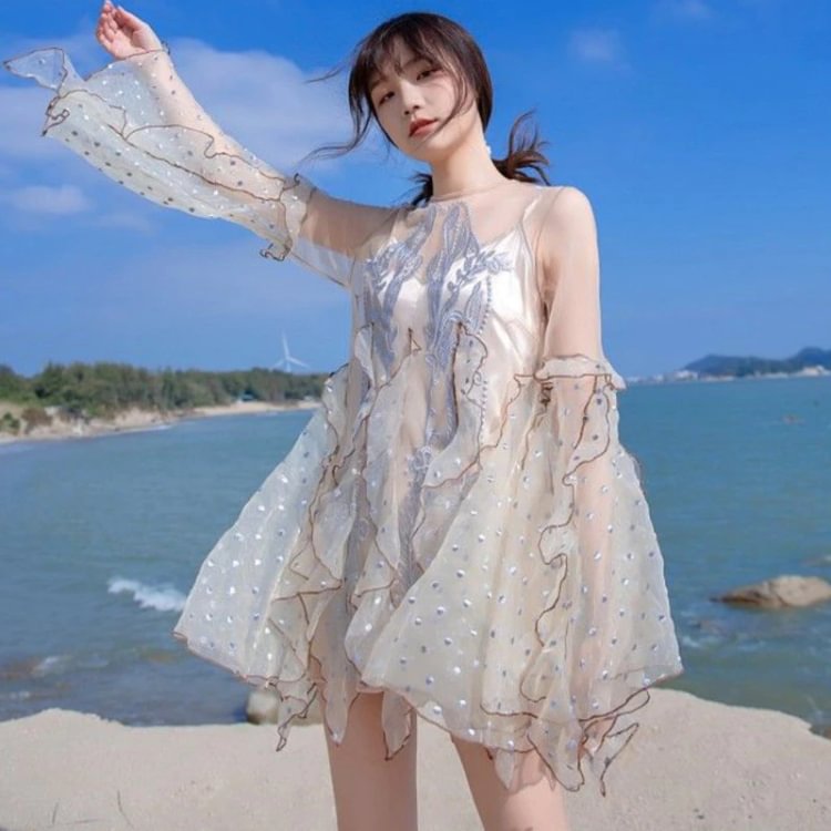 Fairy Flare Sleeve Ruffles Wide Leg Rompers Bodysuit Jumpsuit PE058