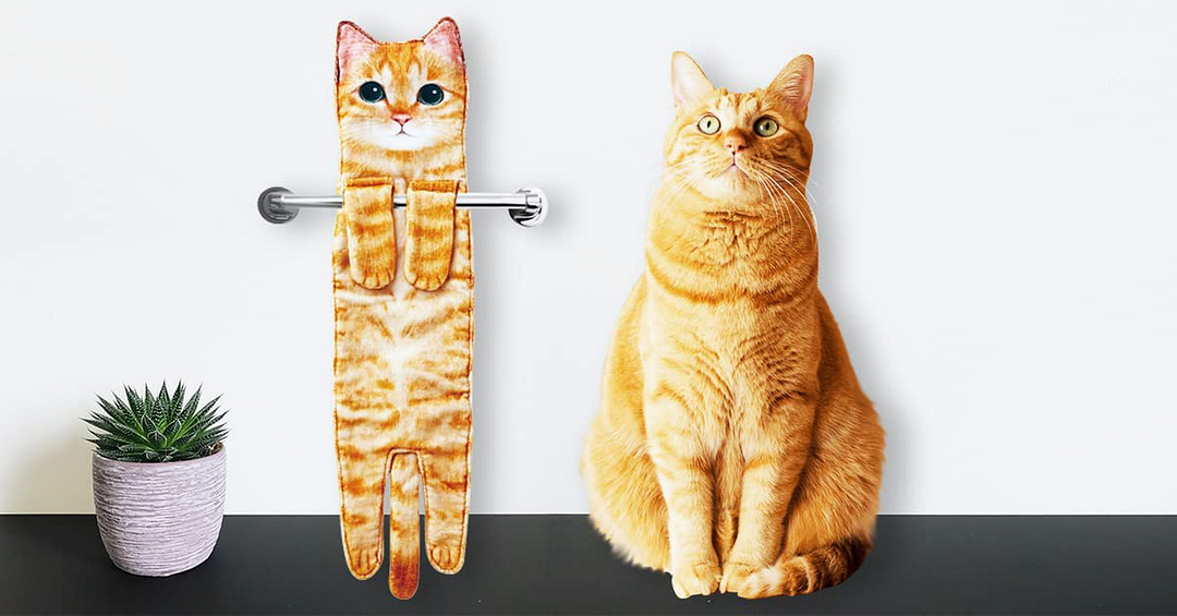 Cute Cat Hand Towel- Housewarming Gift for Cat Lovers 