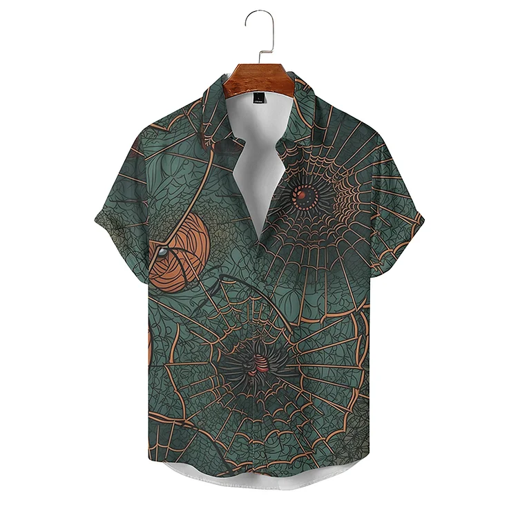 BrosWear Pider Web Printed Men's Short Sleeve Shirt