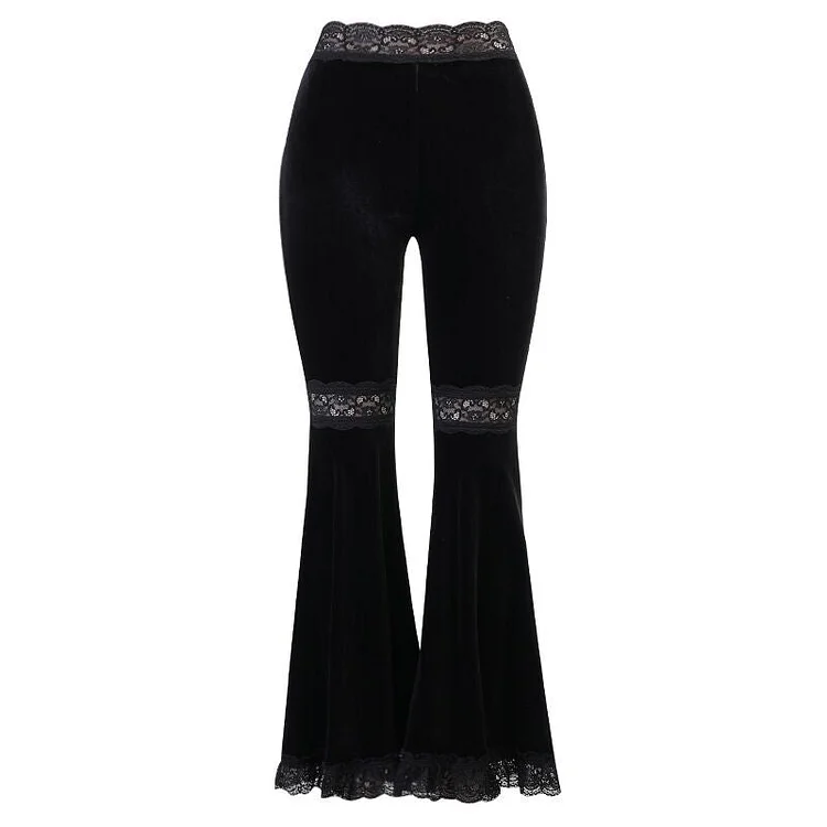 Gothic High Waist Lace Flared Pants