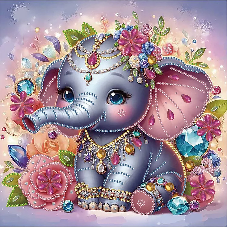 Cute Elephant - Partial Drill - Special Diamond Painting(30*30cm)