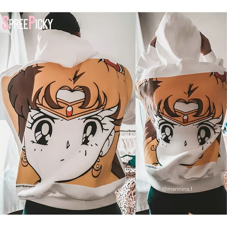White Kawaii Sailor Usage Hoodie Jumper SP14334