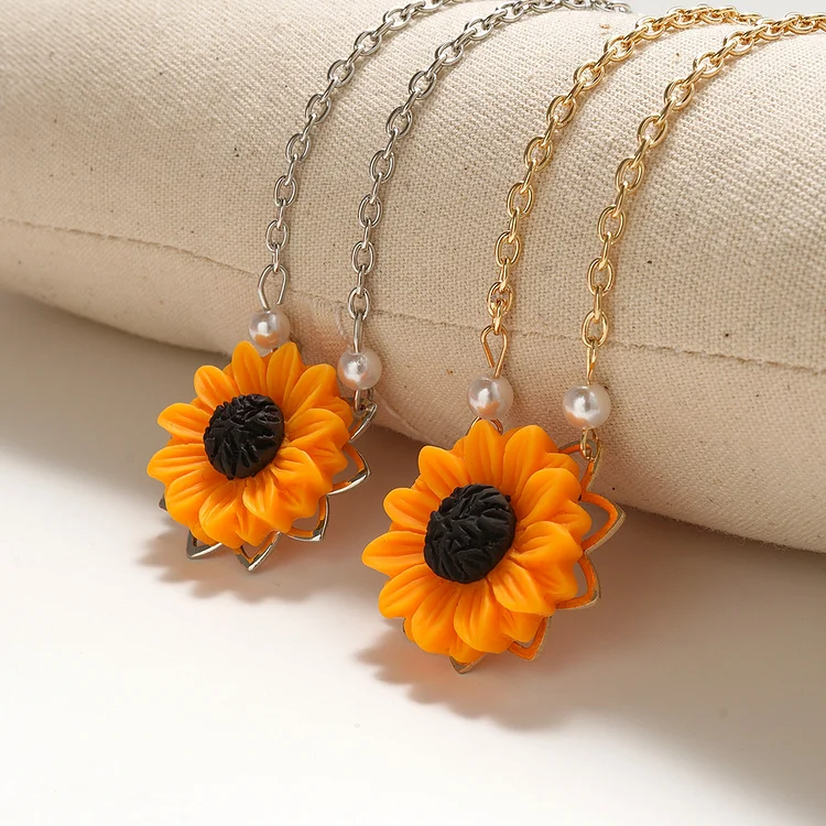 Golden Sunflower Friendship Necklace "You Are My Sunshine"