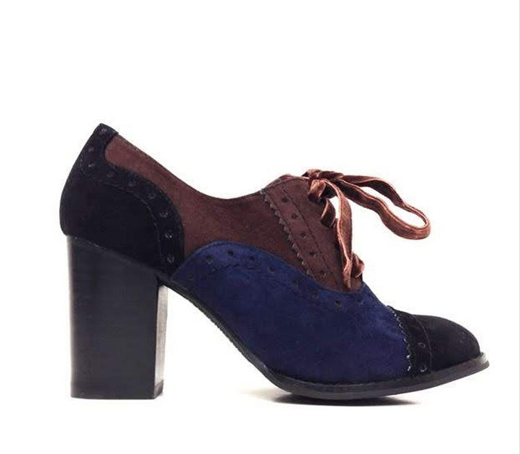 Custom Made Three-Tone Color Block Oxford Heels |FSJ Shoes