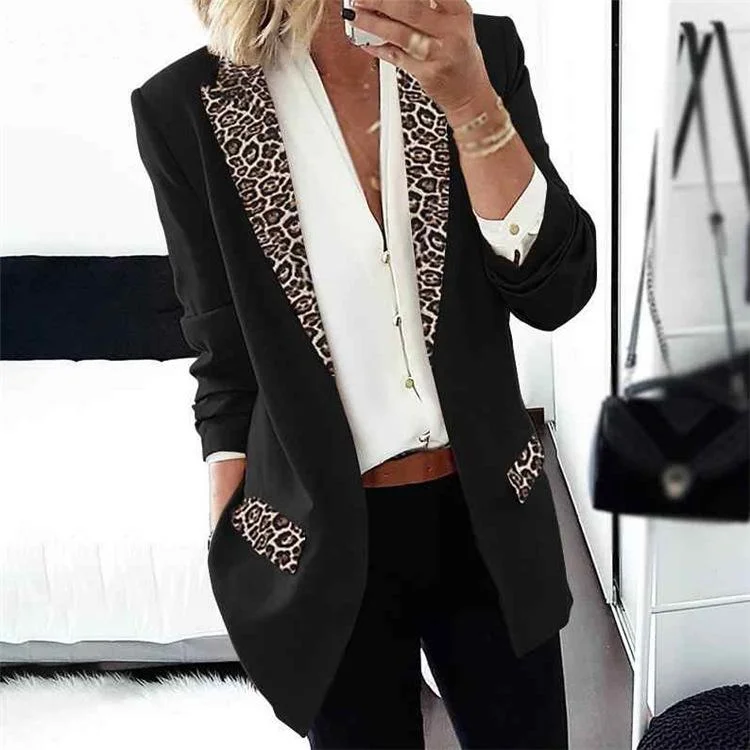 ⚡NEW SEASON⚡Fashion Casual Leopard Stitching Blazer Jacket