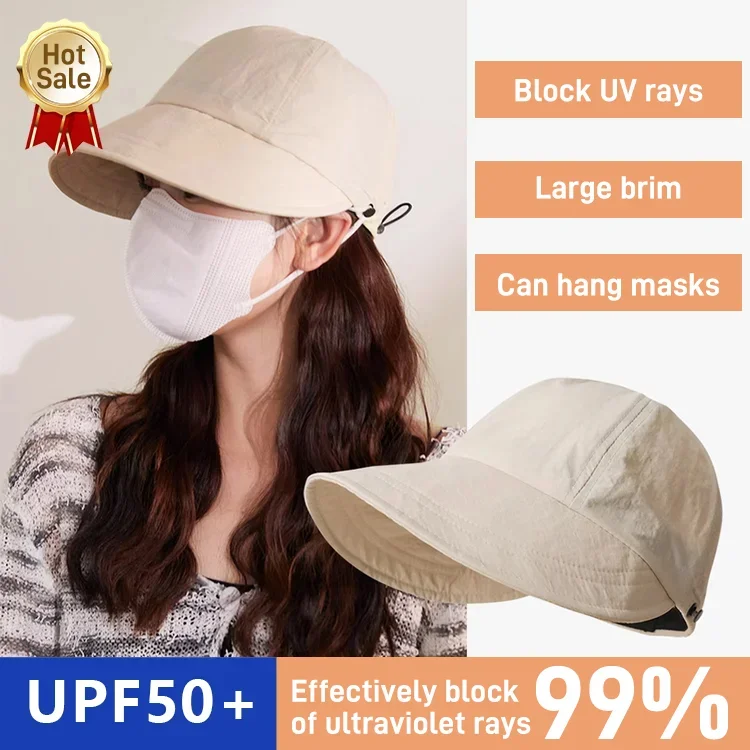 [Strong Wind Without Falling Off] Sun Hat That Can Hang Mask