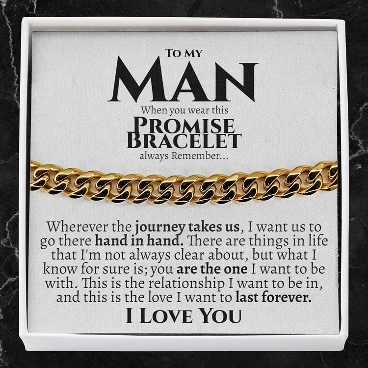 To My Man I LOVE YOU Cuban Chain Promise Bracelet Stainless Steel Bracelet Romantic Gift