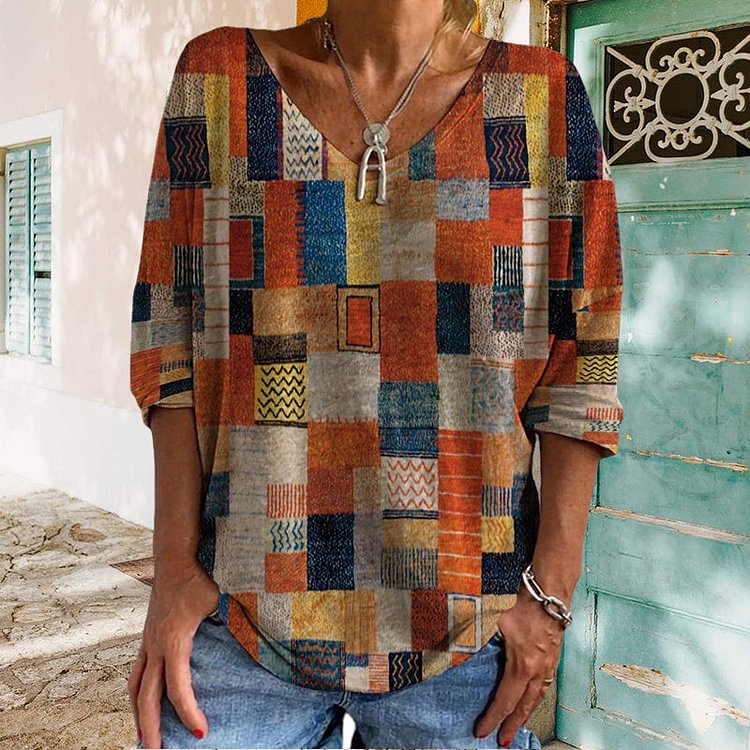 Women's Loose Pullover Digital Print T-Shirt