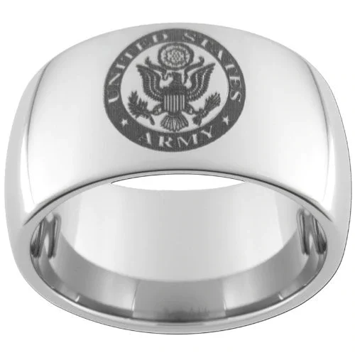 Women's Or Men's U.S. Army Tungsten Carbide Wedding Band Rings,Military Wedding ring bands. Silver with Laser Etched United States Army Logo Ring With Mens And Womens For Width 8MM 10MM 12MM