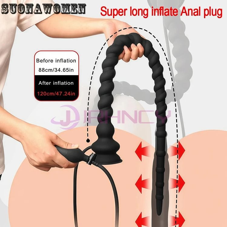 pornhint Pornhint Long Inflatable Anal Plug 47 Inch Long Butt Plug Anal Dilation Swelling Sex Toys Toy