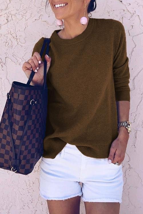 Casual Long Sleeve Knitting T-shirt - Shop Trendy Women's Clothing | LoverChic