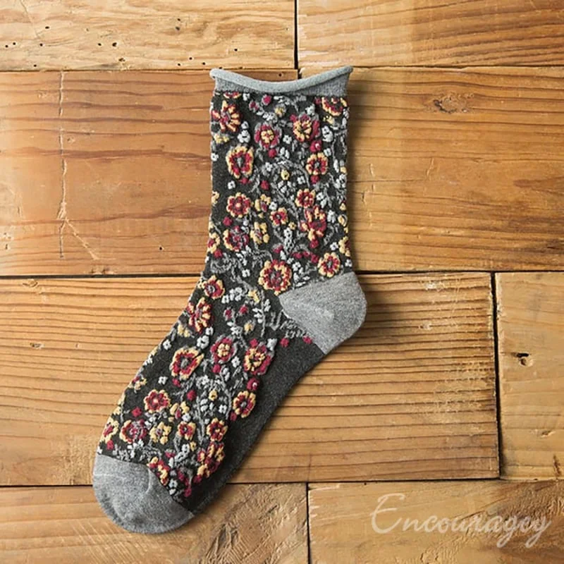 Vintage Embroidered Floral Women Socks (🎁New Year Sale)