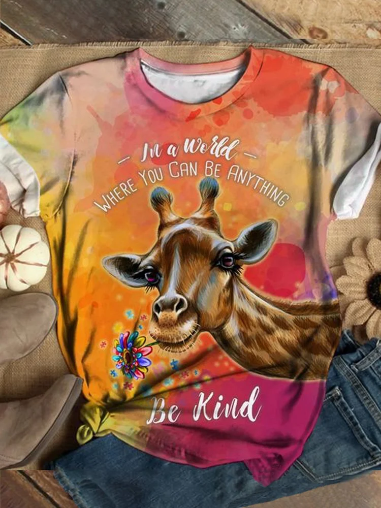 Bestdealfriday Plus Size Short Sleeve Cotton Blend Animal Shirts Tops 8786383