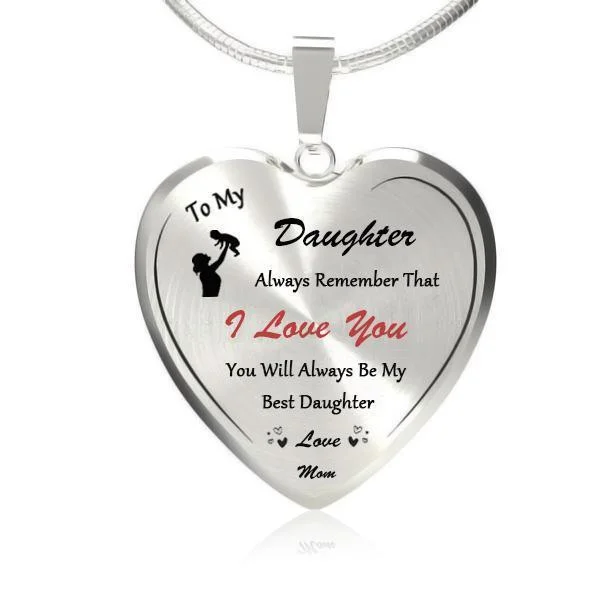 Mayoulove To My Best Daughter (Love Mom) Heart Necklace-Mayoulove