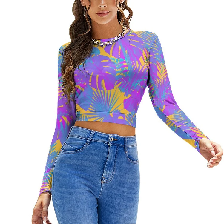 Personalized Women's Summer Open Back Long Sleeve Sexy T-Shirt Tops