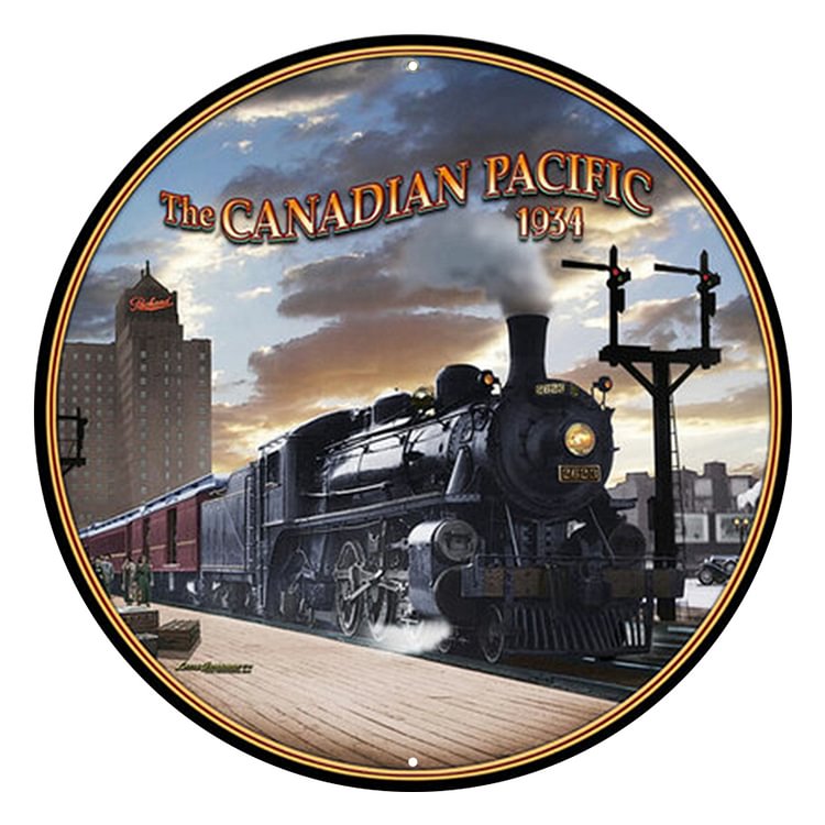 Round Train Vintage Metal Tin Sign Plate for Bar Pub Club Garage Decoration