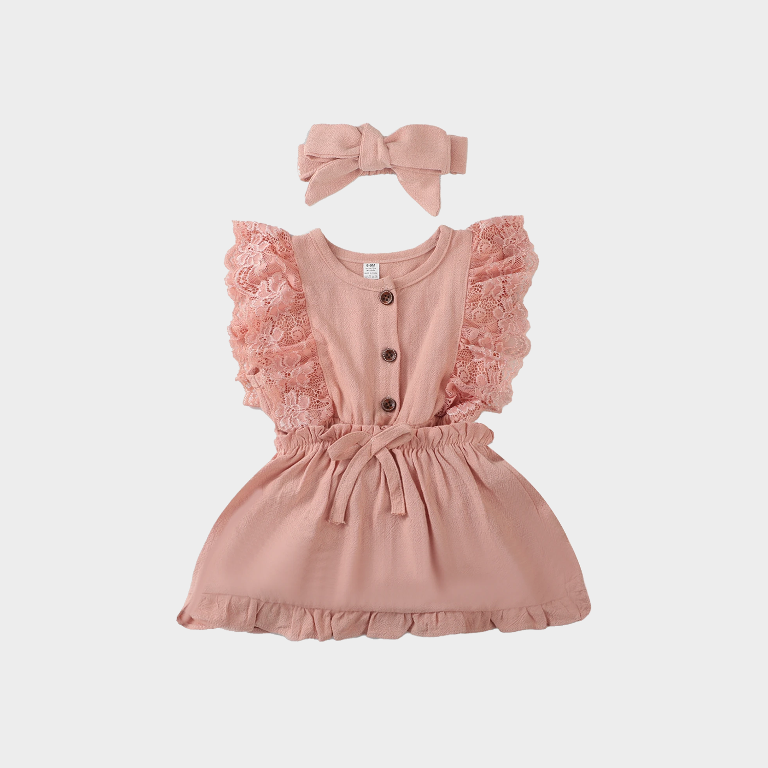 Luxe Lace-Trimmed Linen Baby Girl Romper Set REAL SILK LIFE