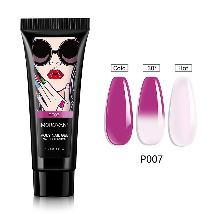 Morovan Temperature Color Changing Medium Violet Red Poly Nail Gel P007