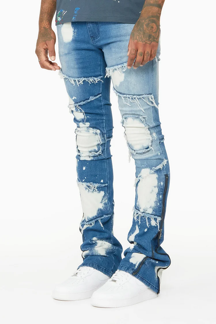 Naz Blue Stacked Flare Jean