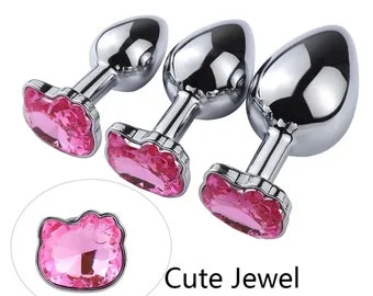 pornhint Pornhint Hello Kitty Crystal Anal Butt Plug Steel Gift for Women Couples Games Metal Stainless Cat Face Bead Masturbator Sex Toys for Men/Women S M L