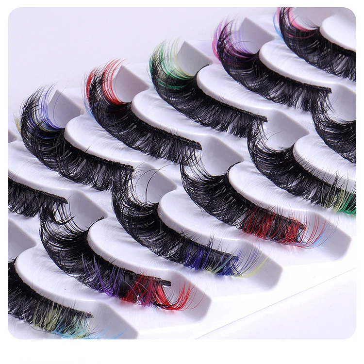 Aprileye 7 pairs of color false eyelashes thick curling simulated D-curved eyelashes
