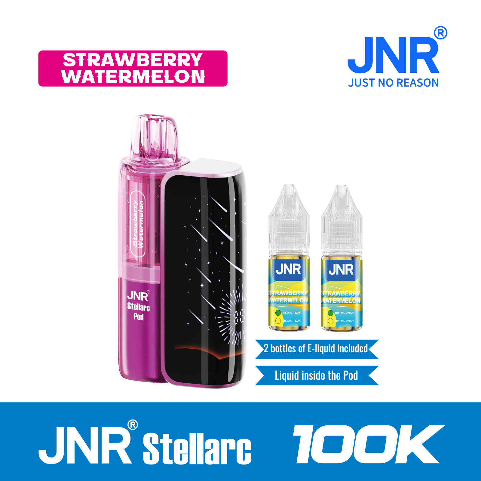 Strawberry Watermelon | JNR Stellarc 100K Puffs Kit - Refillable & Replaceable Pod Vape Best Vape