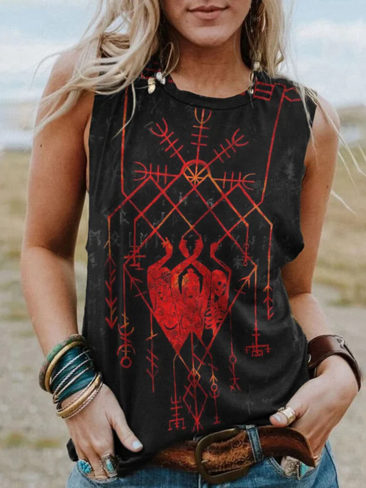The-Norns Goddess Of Destiny Traditional Tribal Art Tank Top
