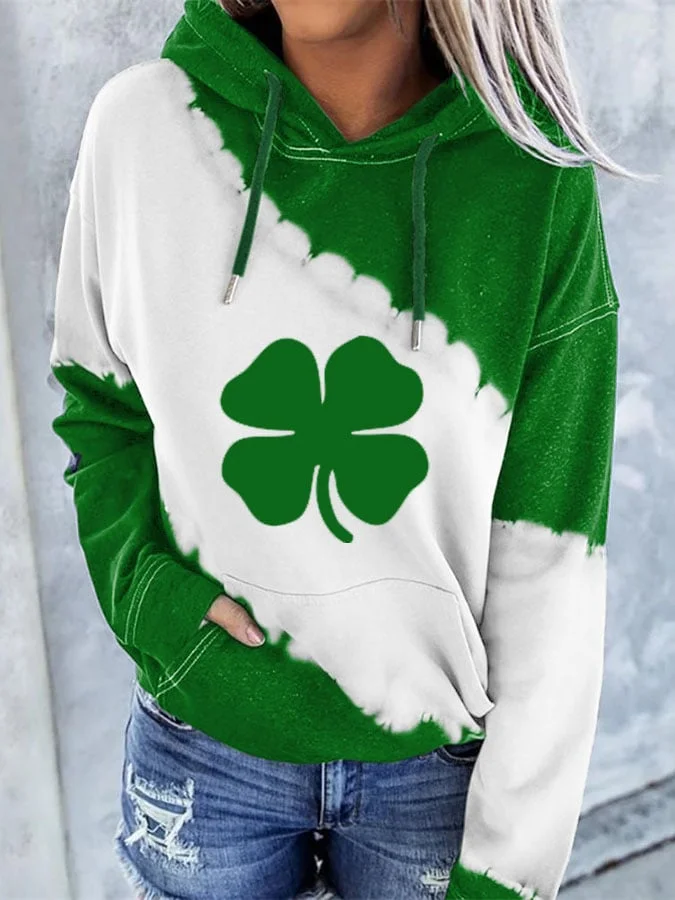 Women's Clover Print Hoodie socialshop
