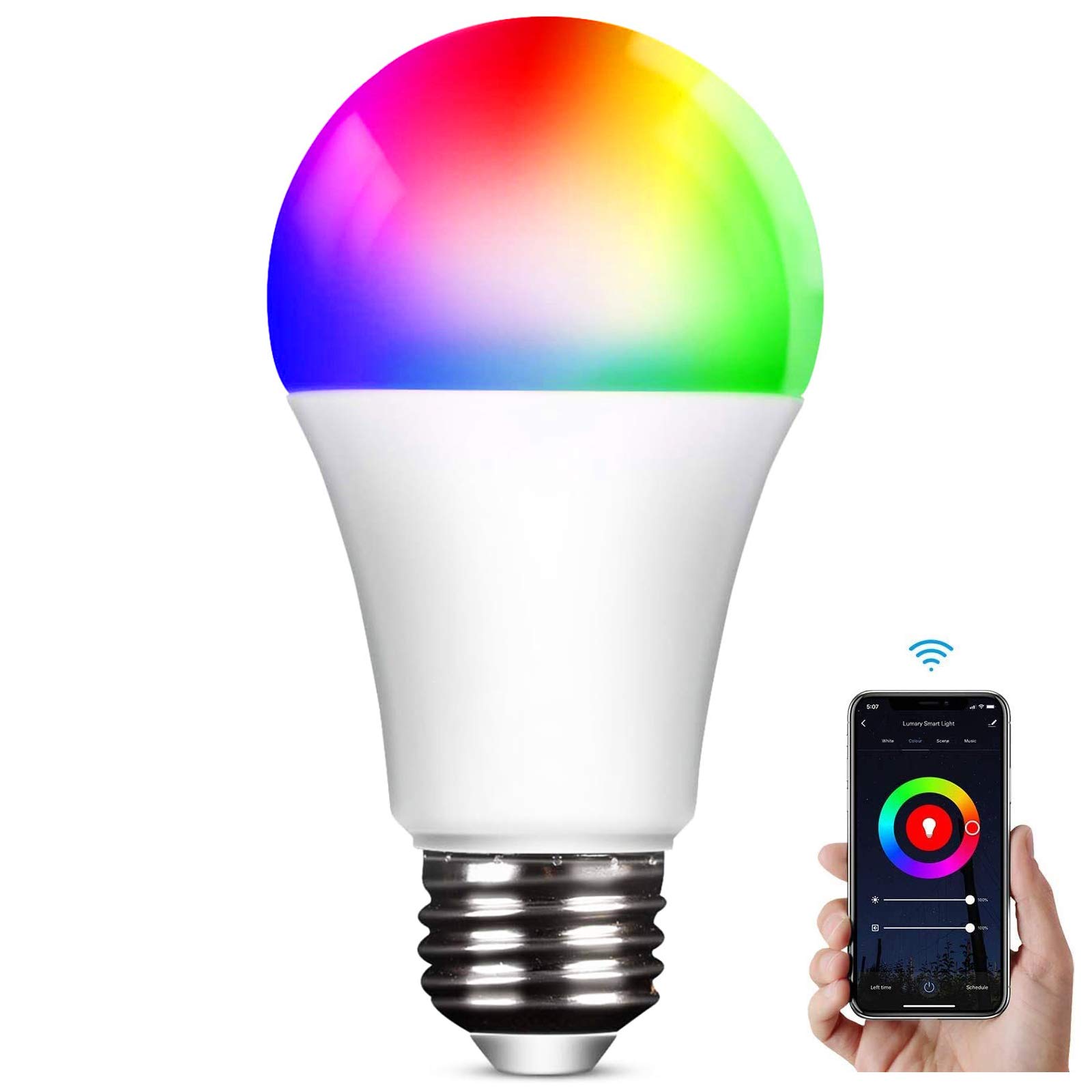 E27 WiFi Smart Bulb LED Dimmable RGBCW Voice Control Light, 501 Original